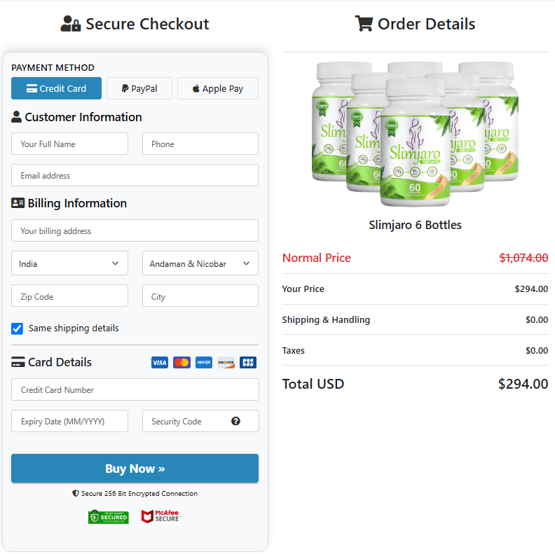 slimjaro secure checkout